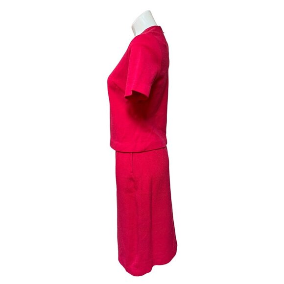1960s Vintage Hot Pink Three Piece Wool Skirt Suit Semi-Formal Minimalist Jackie - Picture 6 of 10